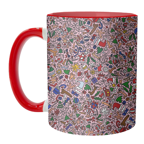 Christmass naughty pattern - unique mug by andrea zuza