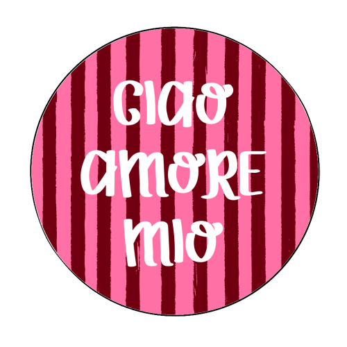 Ciao Amore Mio Pink Retro Stripes - Circle Sticker by EZbie