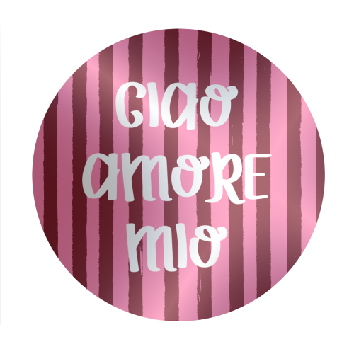 Ciao Amore Mio Pink Retro Stripes - Circle Sticker by EZbie