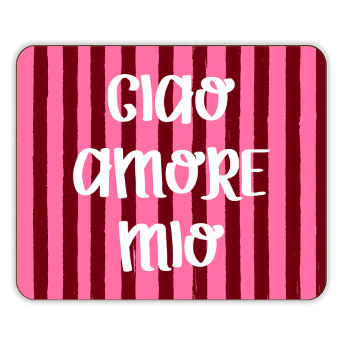 Ciao Amore Mio Pink Retro Stripes - designer placemat by EZbie