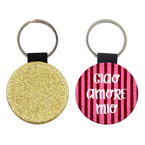 Ciao Amore Mio Pink Retro Stripes - keyring by EZbie