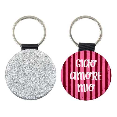 Ciao Amore Mio Pink Retro Stripes - keyring by EZbie