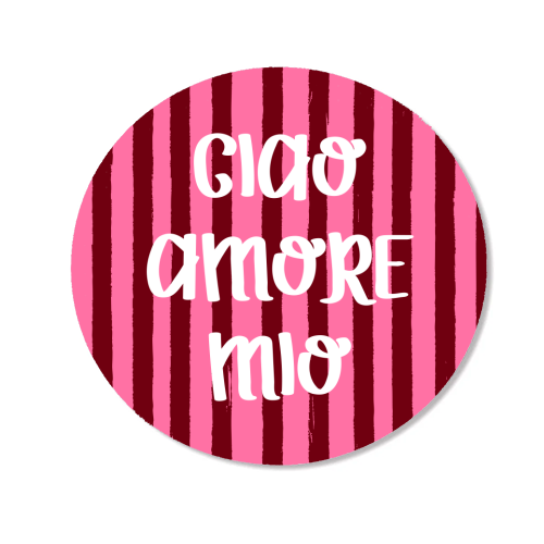Ciao Amore Mio Pink Retro Stripes - Magnet by EZbie