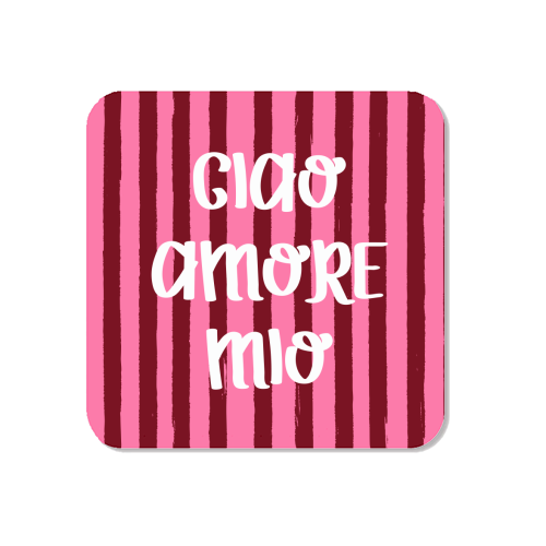 Ciao Amore Mio Pink Retro Stripes - Magnet by EZbie