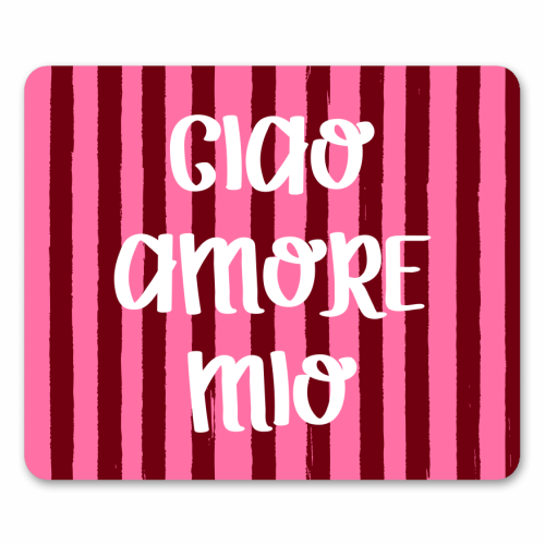 Ciao Amore Mio Pink Retro Stripes - mouse mat by EZbie