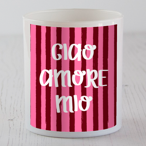 Ciao Amore Mio Pink Retro Stripes - scented candle by EZbie