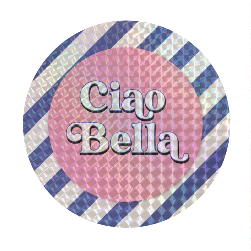 CIAO BELLA - HELLO BEAUTIFUL - BLUE PINK STRIPE - Circle Sticker by Mad Philomena