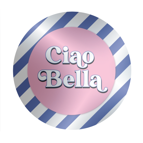 CIAO BELLA - HELLO BEAUTIFUL - BLUE PINK STRIPE - Circle Sticker by Mad Philomena