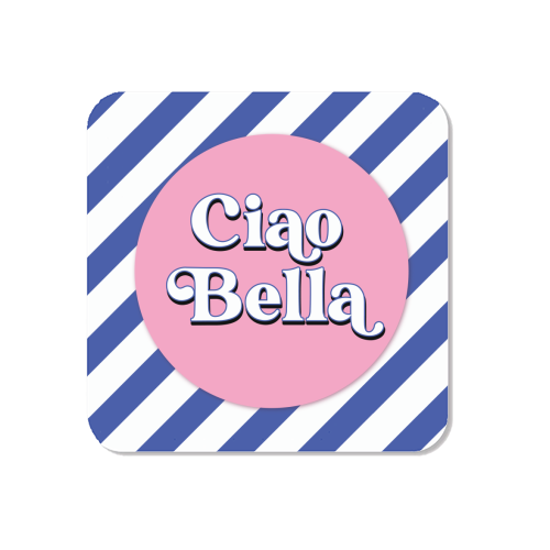 CIAO BELLA - HELLO BEAUTIFUL - BLUE PINK STRIPE - Magnet by Mad Philomena