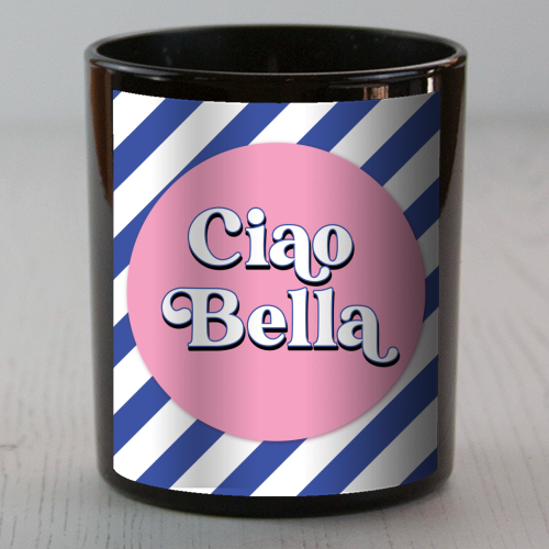 CIAO BELLA - HELLO BEAUTIFUL - BLUE PINK STRIPE - scented candle by Mad Philomena