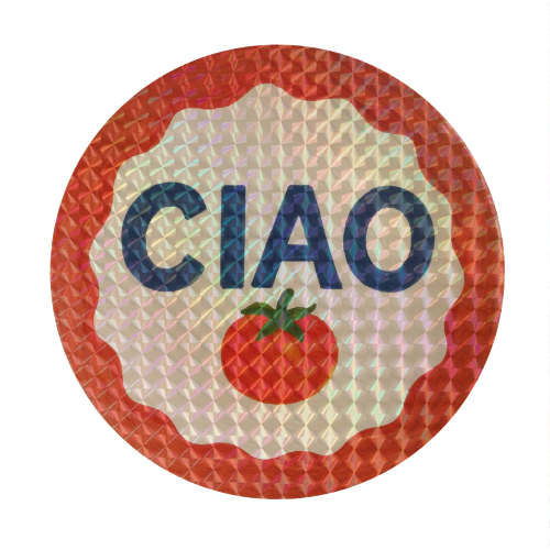 Ciao Tomato - Circle Sticker by Ms Doodle