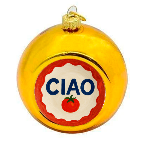 Ciao Tomato - colourful christmas bauble by Ms Doodle