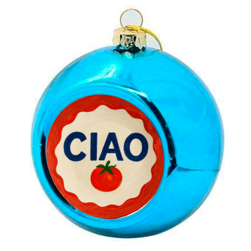 Ciao Tomato - colourful christmas bauble by Ms Doodle