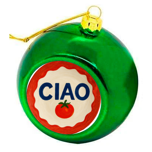 Ciao Tomato - colourful christmas bauble by Ms Doodle
