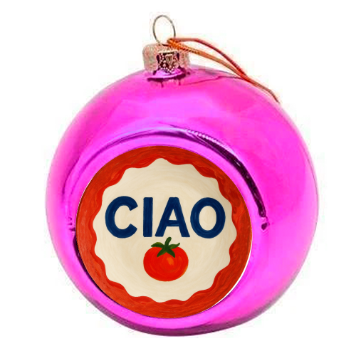 Ciao Tomato - colourful christmas bauble by Ms Doodle