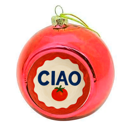 Ciao Tomato - colourful christmas bauble by Ms Doodle