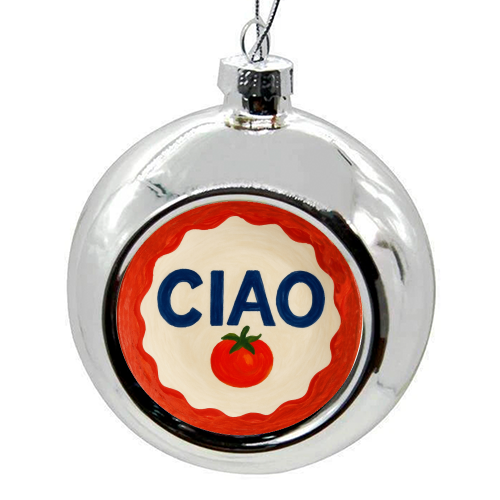 Ciao Tomato - colourful christmas bauble by Ms Doodle