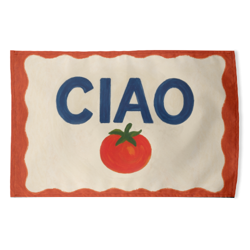 Ciao Tomato - funny tea towel by Ms Doodle