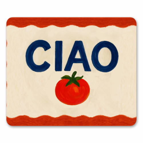Ciao Tomato - mouse mat by Ms Doodle