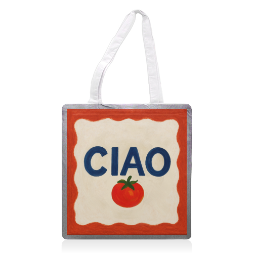 Ciao Tomato - printed canvas tote bag by Ms Doodle