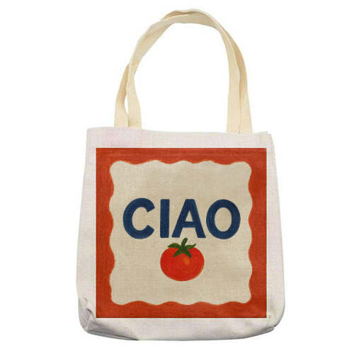 Ciao Tomato - printed canvas tote bag by Ms Doodle