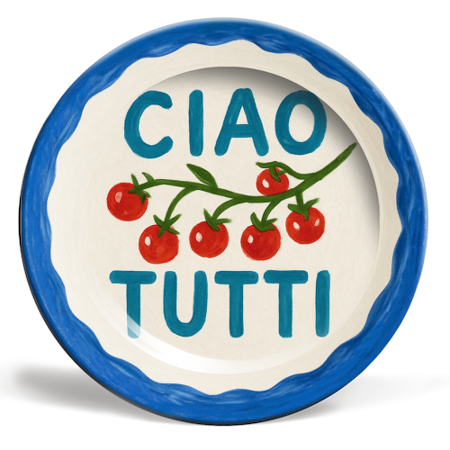 Ciao Tutti - ceramic dinner plate by Ms Doodle