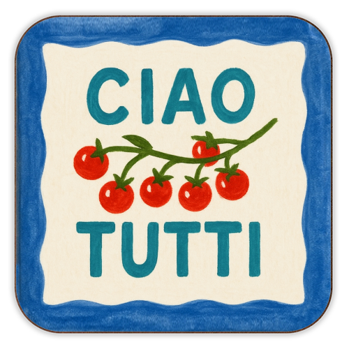 Ciao Tutti - personalised beer coaster by Ms Doodle