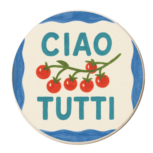 Ciao Tutti - personalised beer coaster by Ms Doodle