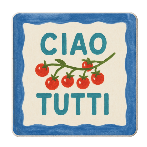 Ciao Tutti - personalised beer coaster by Ms Doodle
