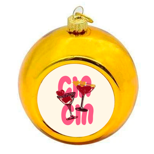 Cin Cin Heart Cocktail Illustration - colourful christmas bauble by EZbie