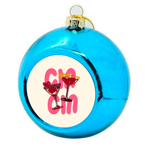 Cin Cin Heart Cocktail Illustration - colourful christmas bauble by EZbie