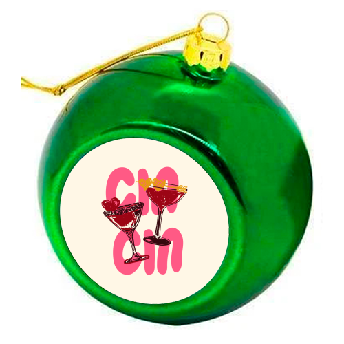 Cin Cin Heart Cocktail Illustration - colourful christmas bauble by EZbie