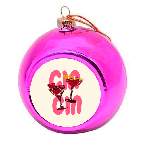 Cin Cin Heart Cocktail Illustration - colourful christmas bauble by EZbie