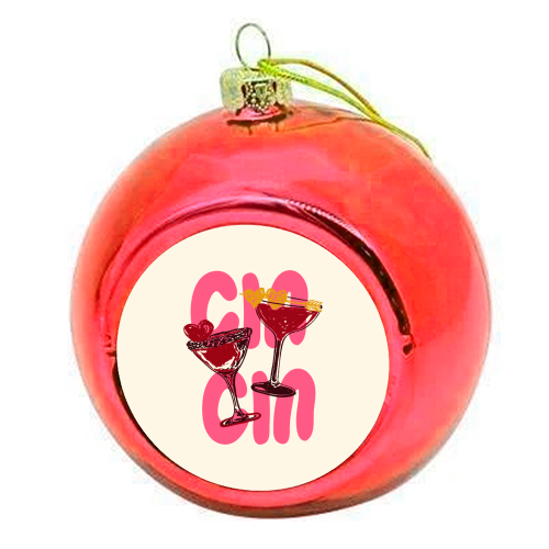 Cin Cin Heart Cocktail Illustration - colourful christmas bauble by EZbie
