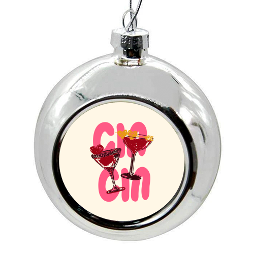 Cin Cin Heart Cocktail Illustration - colourful christmas bauble by EZbie