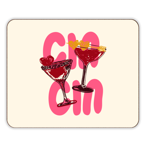 Cin Cin Heart Cocktail Illustration - designer placemat by EZbie