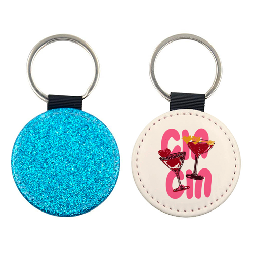Cin Cin Heart Cocktail Illustration - keyring by EZbie