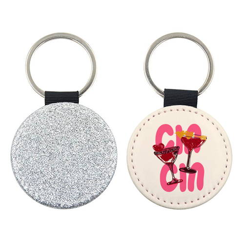 Cin Cin Heart Cocktail Illustration - keyring by EZbie