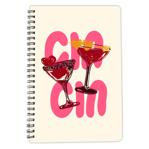 Cin Cin Heart Cocktail Illustration - personalised A4, A5, A6 notebook by EZbie