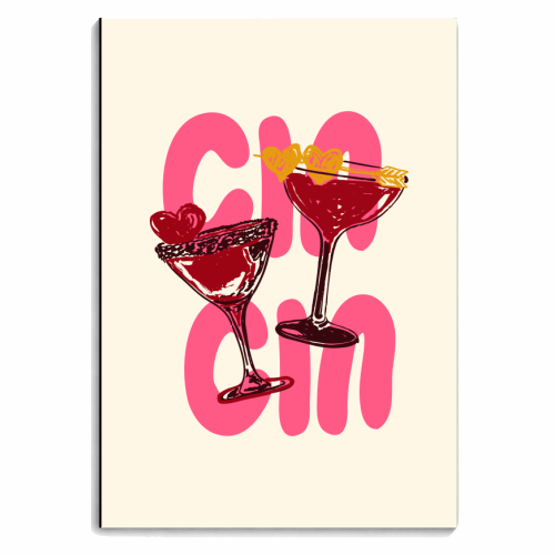 Cin Cin Heart Cocktail Illustration - personalised A4, A5, A6 notebook by EZbie