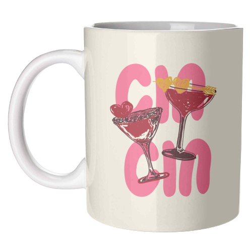 Cin Cin Heart Cocktail Illustration - unique mug by EZbie