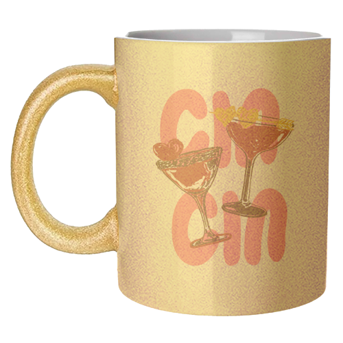 Cin Cin Heart Cocktail Illustration - unique mug by EZbie