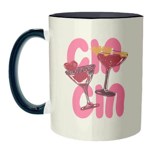 Cin Cin Heart Cocktail Illustration - unique mug by EZbie