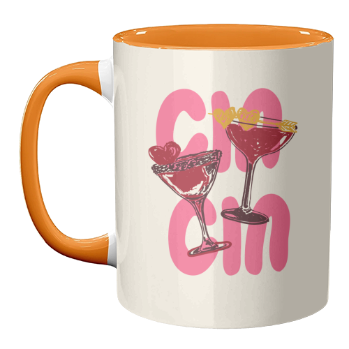 Cin Cin Heart Cocktail Illustration - unique mug by EZbie