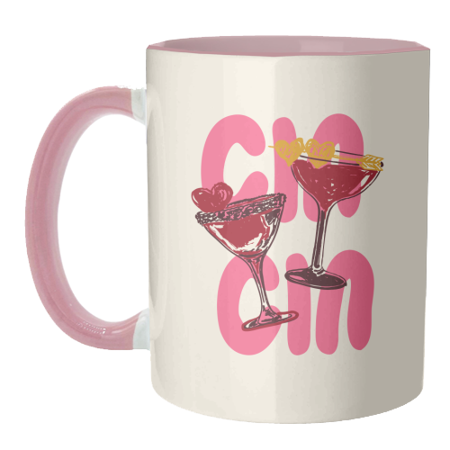 Cin Cin Heart Cocktail Illustration - unique mug by EZbie