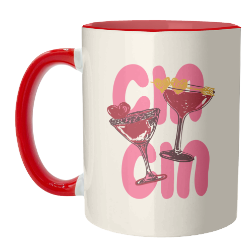 Cin Cin Heart Cocktail Illustration - unique mug by EZbie