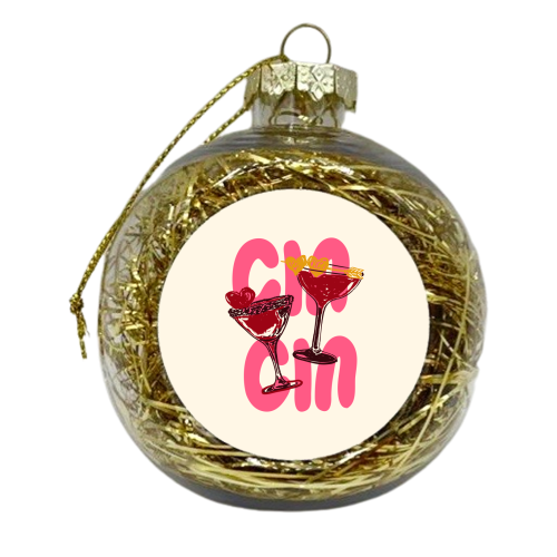 Cin Cin Heart Cocktail Illustration - xmas bauble by EZbie