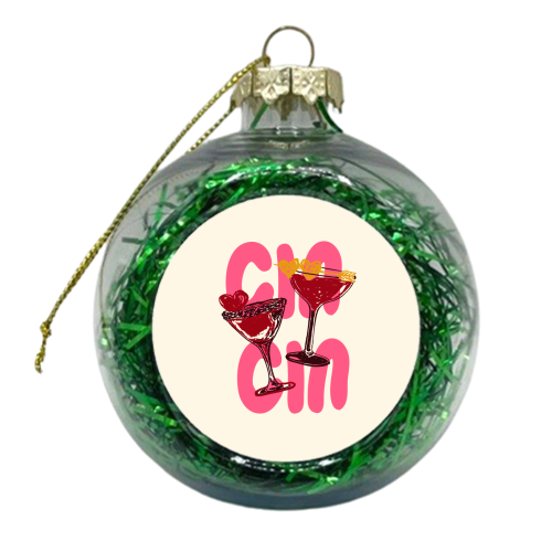 Cin Cin Heart Cocktail Illustration - xmas bauble by EZbie