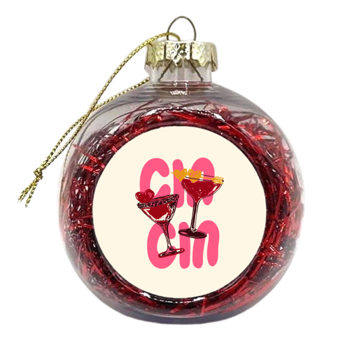 Cin Cin Heart Cocktail Illustration - xmas bauble by EZbie