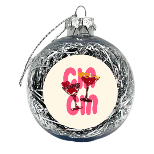 Cin Cin Heart Cocktail Illustration - xmas bauble by EZbie